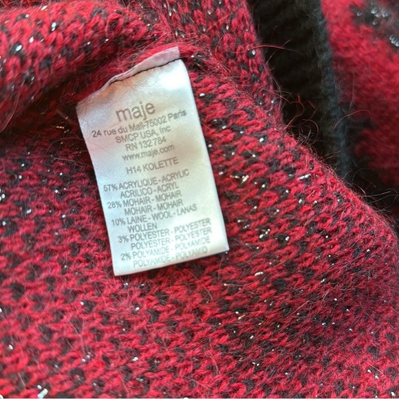 Maje kolette leopard animal print crewneck burgundy mohair blend sweater 1 - S - Picture 4 of 9